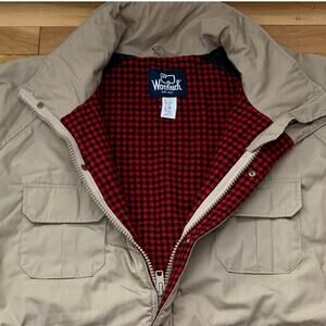 Woolrich Vintage Tan Jacket Barn Coat Parka Wool Blend Lining Men's Size XL